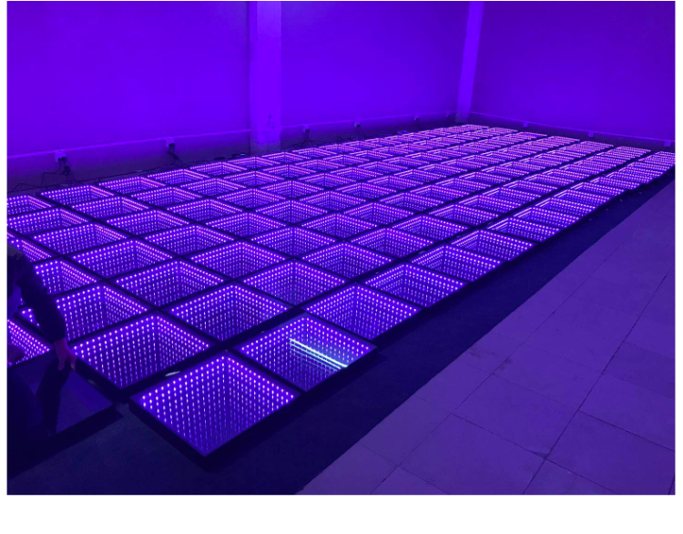 魔镜地砖灯 镜面地板砖 视频效果舞台婚庆地板灯 西瓜红 电源【图片