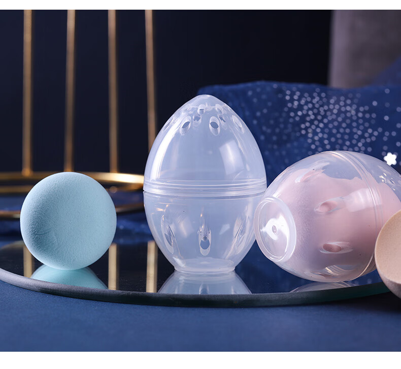 美妆蛋收纳盒透气海绵蛋葫芦粉扑化妆蛋蛋盒子 蛋壳便携防尘带盖 弹簧