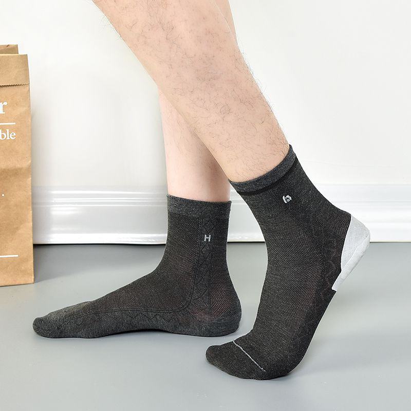 防裂袜硅胶防裂袜子夏季薄棉矮腰短男女足跟型脚干皱裂 灰男士硅胶船5