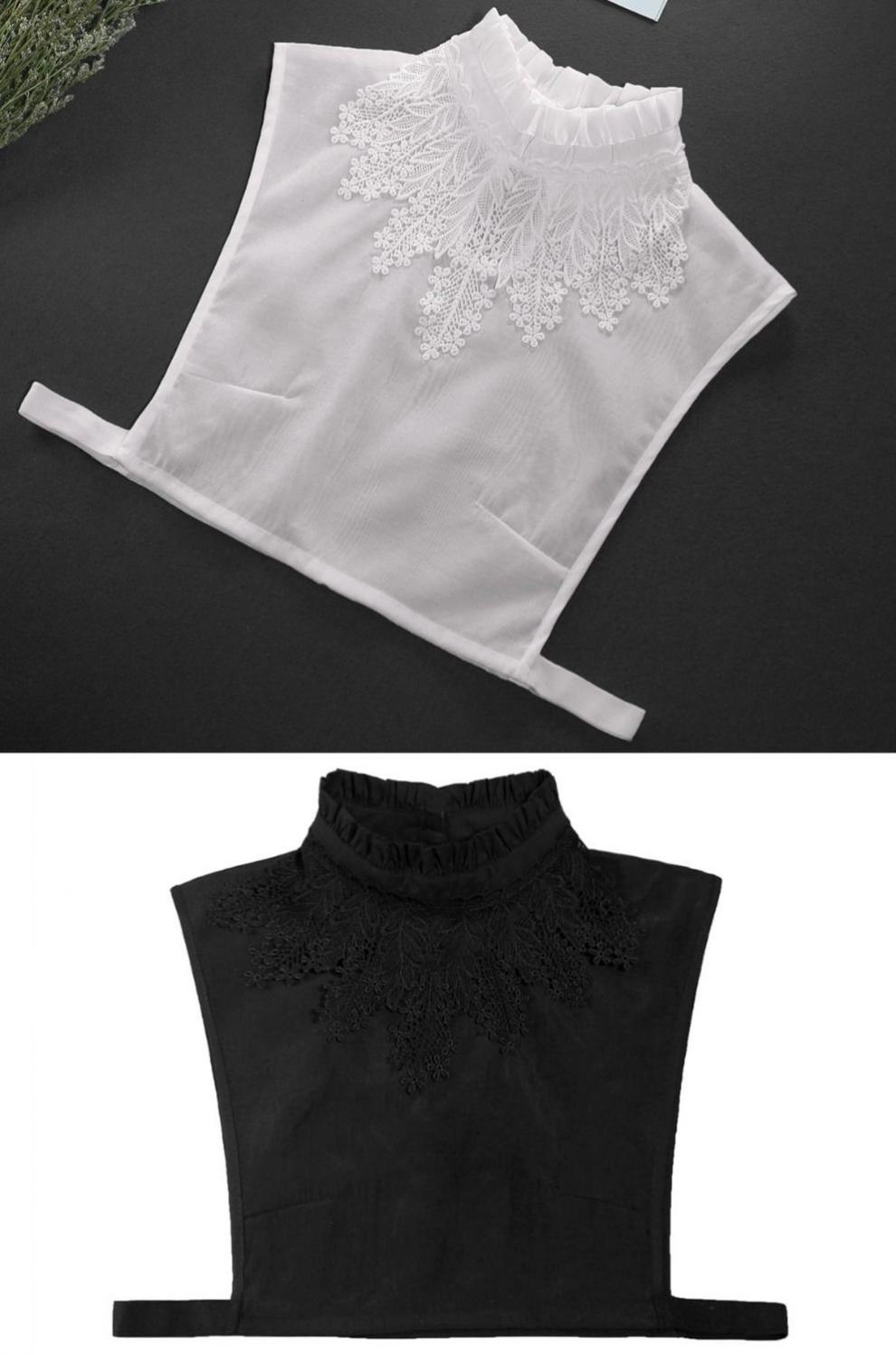 【高品质】新品秋冬立领假领子女百搭假领衬衫装饰领木耳边假衣领白色