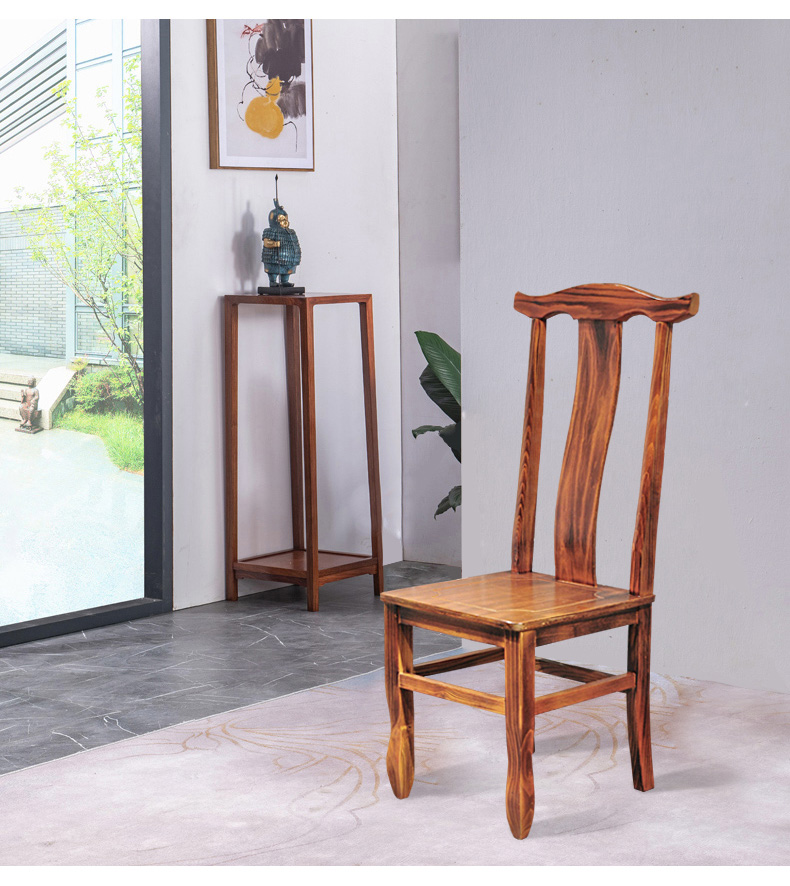 中式官帽椅饭店靠背椅2件起售舒适简约家具 造型小方凳茶青色【图片