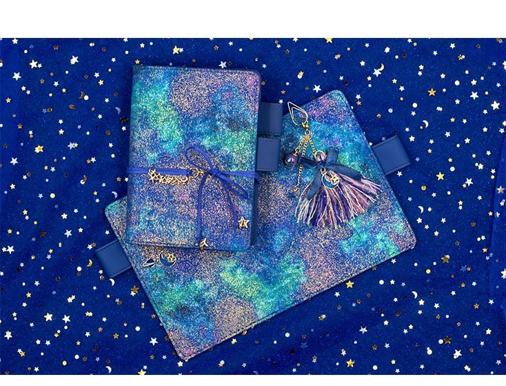 【星空系列】少女心手账本 小清新韩国ins空白旅行记事本a6网格烫金