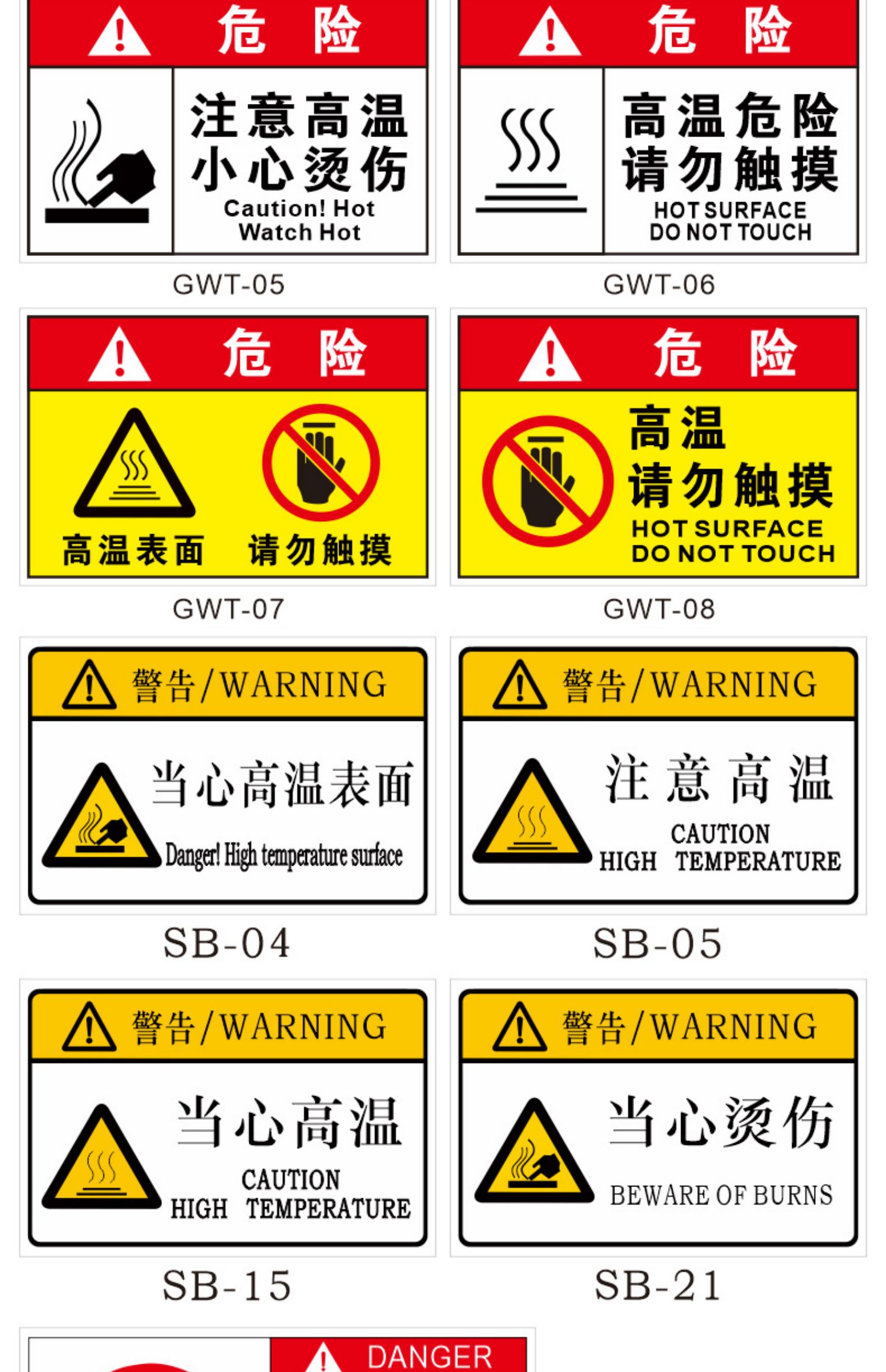 小心燙傷當心燙手警示牌機械設備安全標誌牌標貼標籤標誌貼紙危險警示