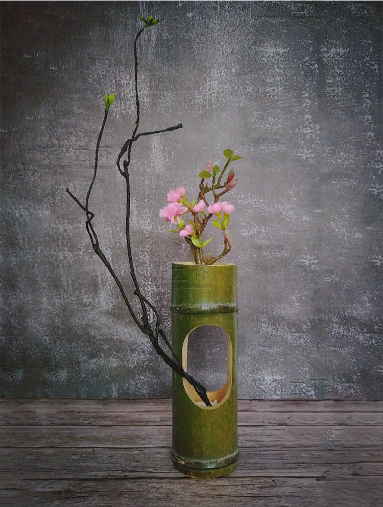 竹筒笛子插花器瓶挂壁摆件花盆复古禅意日式中简约风花艺家居装饰