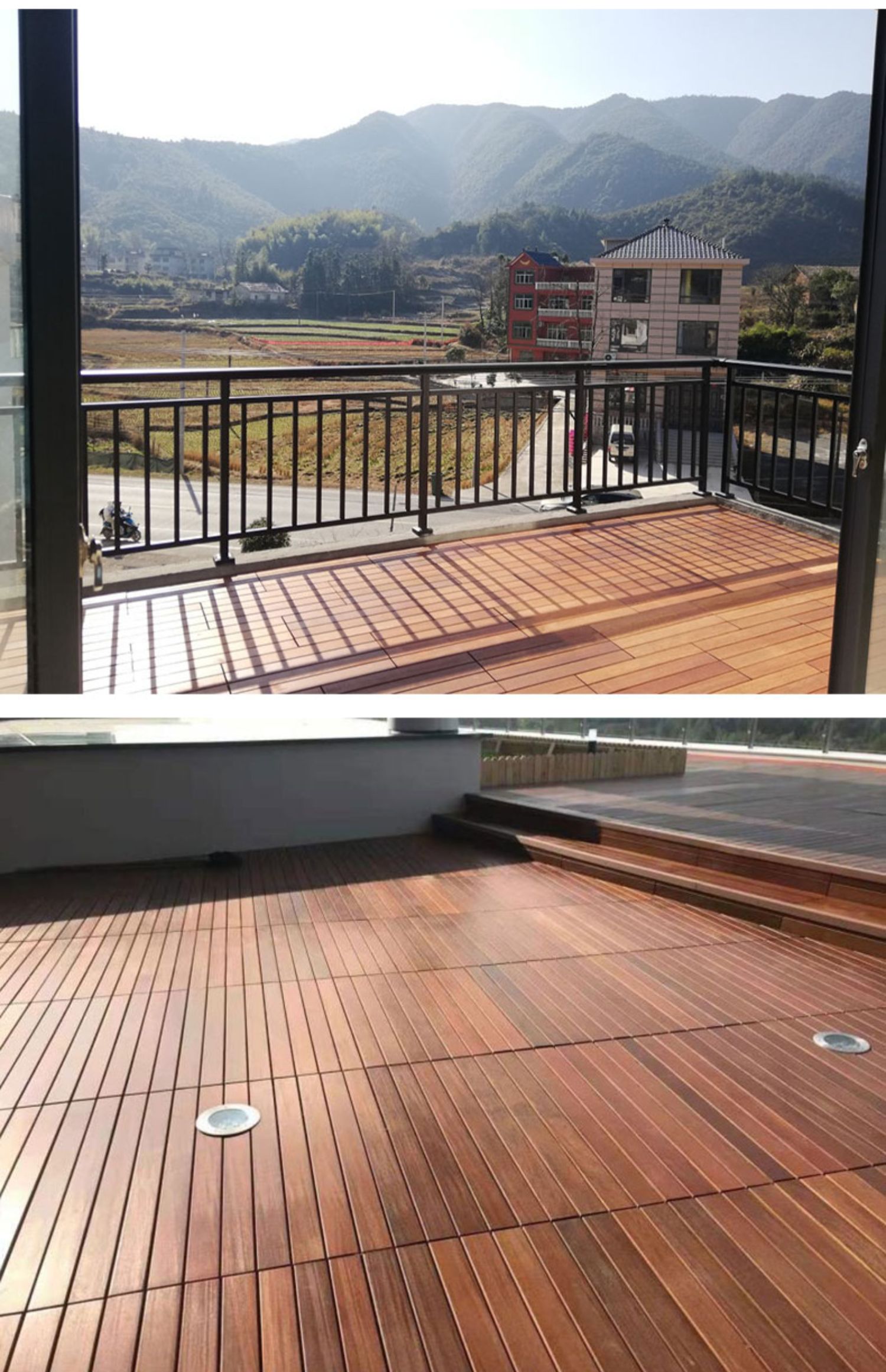 实木地板 菠萝格户外防腐木阳台地板拼接露台阳光房拼装实木家用地板