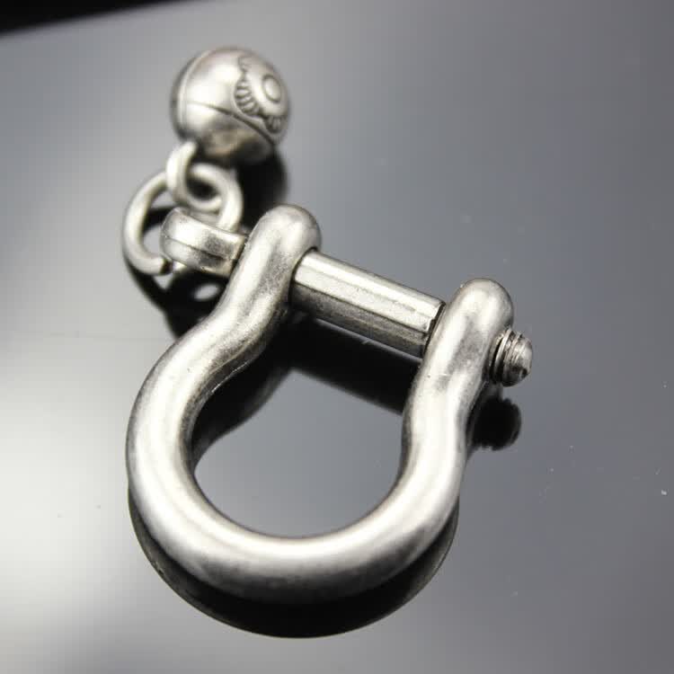 定制复古手工马蹄扣u型扣d型扣手工钥匙皮链扣拧螺丝卸扣带球古铜马蹄