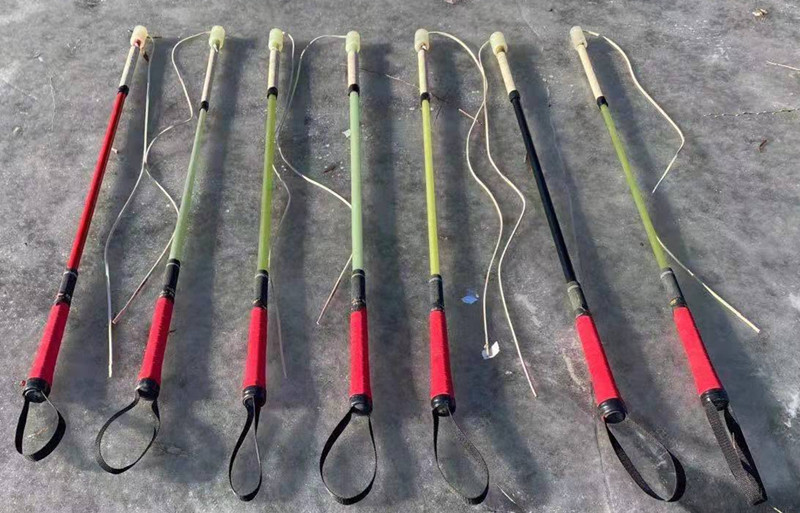 健身陀螺鞭子鞭杆鞭绳鞭线冰猴冰嘎老牛碳素锥形玻璃钢杆 黑色管φ16