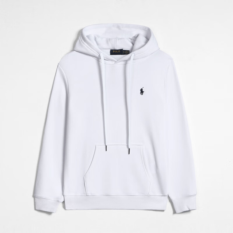 保罗连帽卫衣男秋冬季防风保暖连帽卫衣纯色刺绣大码运动休闲外套 黑