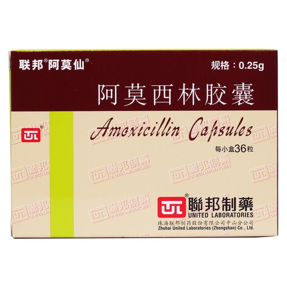 25g*36粒/盒上呼吸道感染 消炎 抗菌正品消炎药 一盒装 阿莫西林胶囊