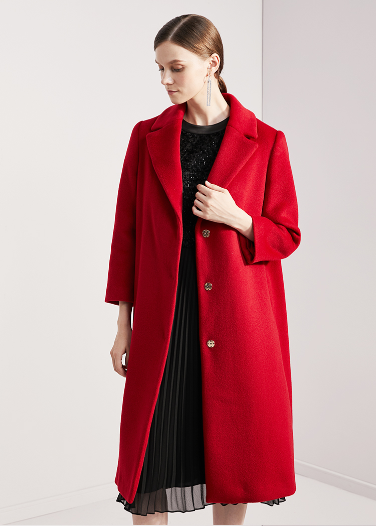 马天奴2020秋冬新款女式中长款宽松直筒廓形羊毛混纺毛呢大衣外套