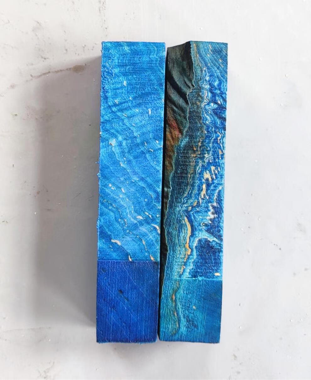 kelekel19x19x120mm19x19x114mm虎纹波纹木稳定木料固化木虎纹波纹蓝