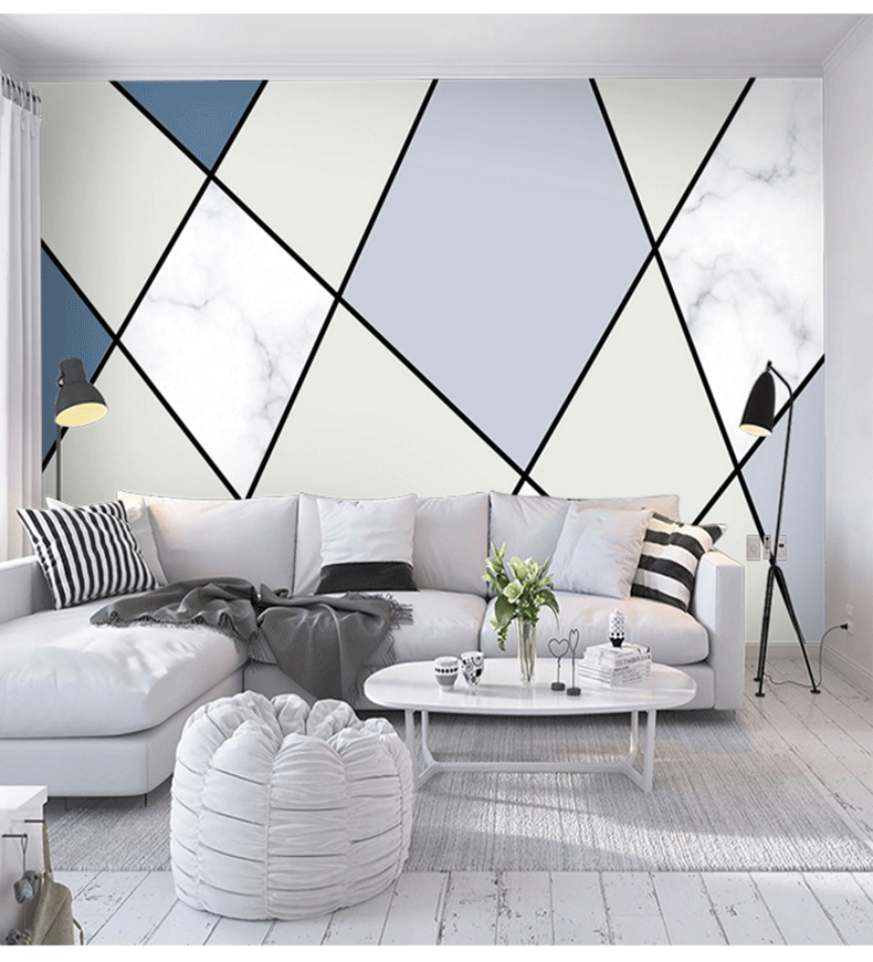 森吉 电视背景墙壁纸北欧几何装饰壁画客厅卧室墙纸简约现代影视墙壁