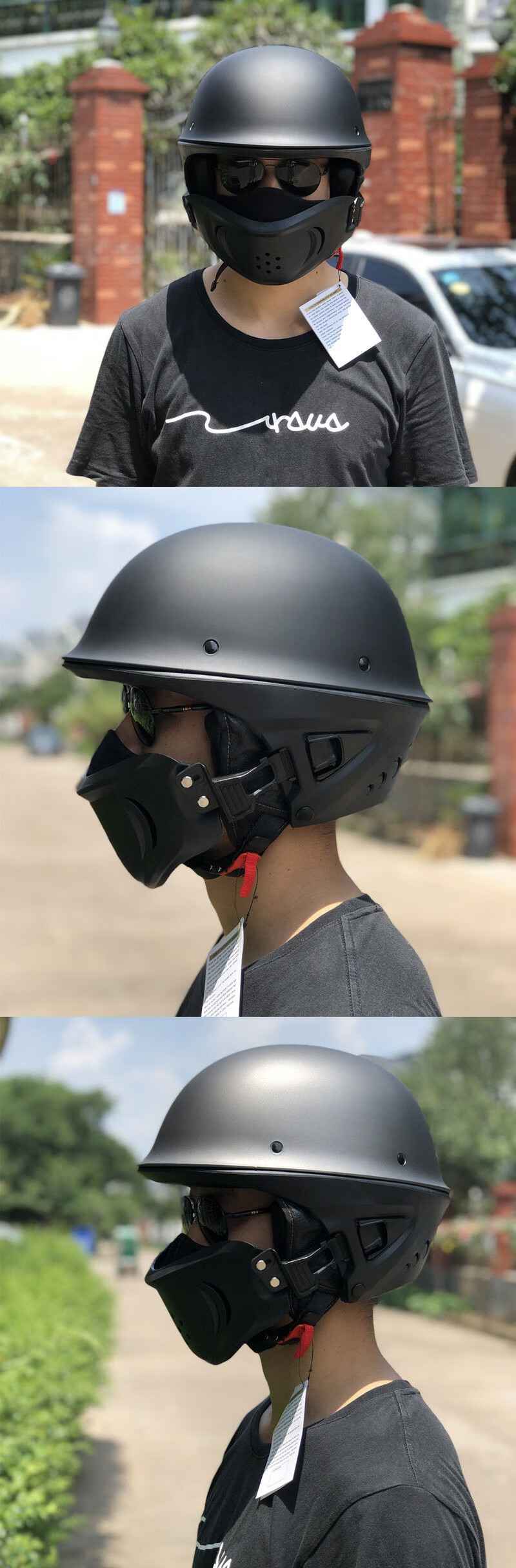 哈雷复古头盔蝎子头盔组合盔流氓盔巡洋舰半盔四季个性电动车头盔哑光