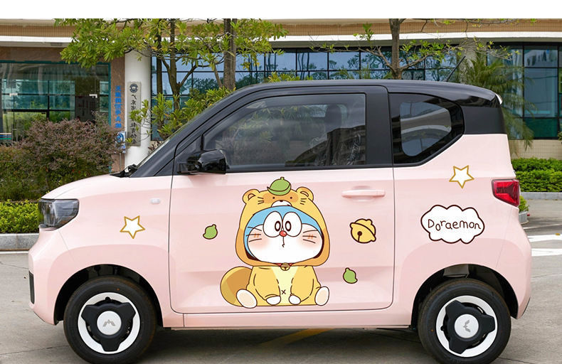 qefh五菱宏光miniev马卡龙车贴哆啦a梦蓝胖子叮当猫电动汽车身装饰贴