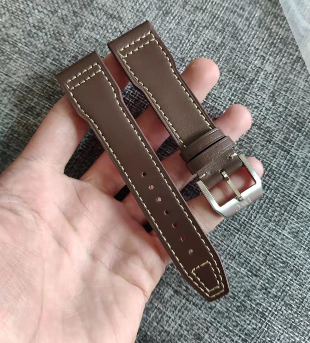 适用万国飞行员小王子马克18十八17十七男原装牛皮表带20 21mm 黑色