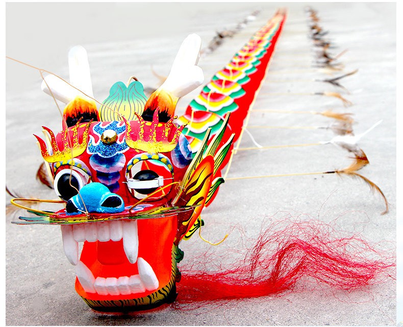 风筝大型龙龙头蜈蚣潍坊传统工艺手工立体礼品串型龙蓝族脸谱龙头蜈蚣