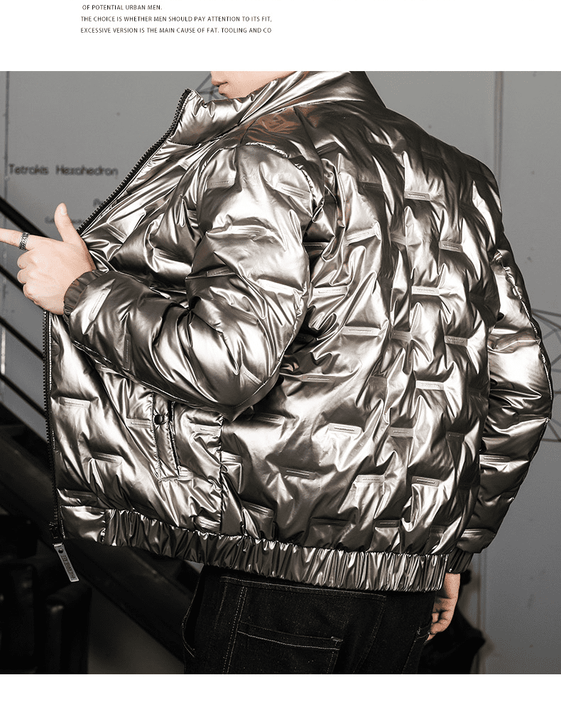 新款冬季亮面羽绒服男士短款轻薄大鹅青少韩版潮流帅气外套 炫彩蓝