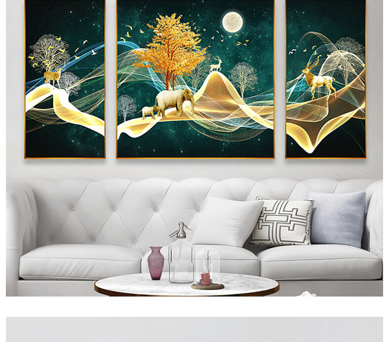 琴棋书画新款十字绣5d钻石画满钻客厅餐厅大象发财鹿三联定制画自己贴