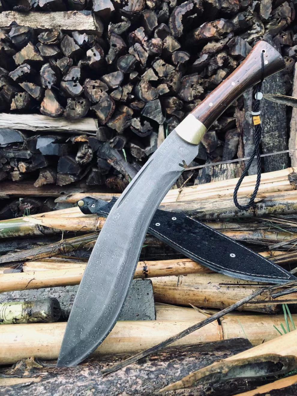 不舍天真 尼泊尔军刃 户撒阿昌族加长大号刃户外开路山刀 深灰色 60