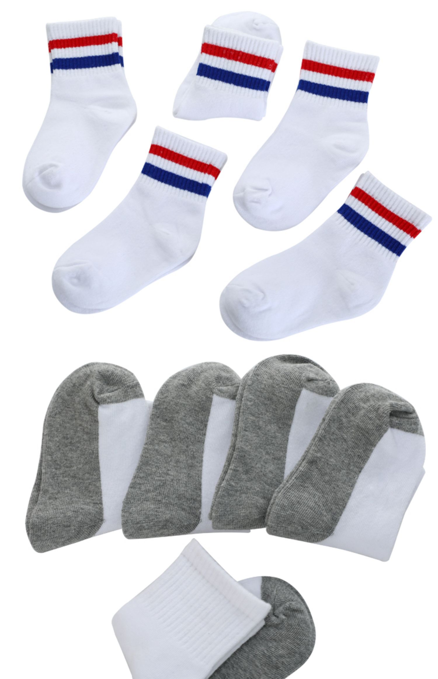 儿童袜子纯棉春秋夏季薄款学生男童女童宝宝中筒运动纯白色小白袜大防