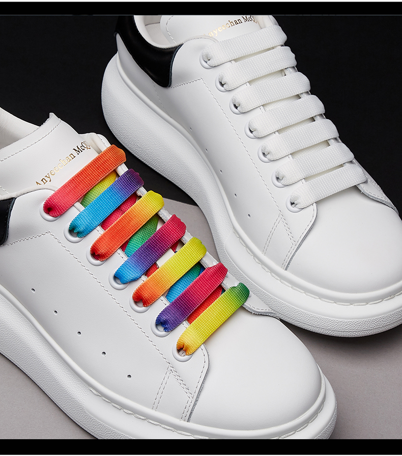 2cm白色彩虹渐变色鞋带 白色130厘米(2双装)【图片 价格 品牌 报价】