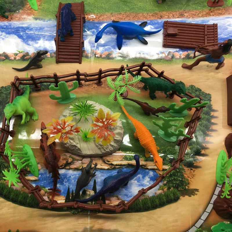 乐园动物王国组装系列野生园场景农场模型霸王龙仿真套装男女孩玩具