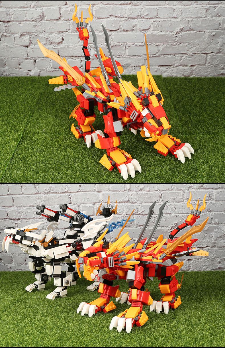 幻影忍者积木龙男孩拼装拼图6新品玩具儿童8岁龙族骑士白龙461颗粒