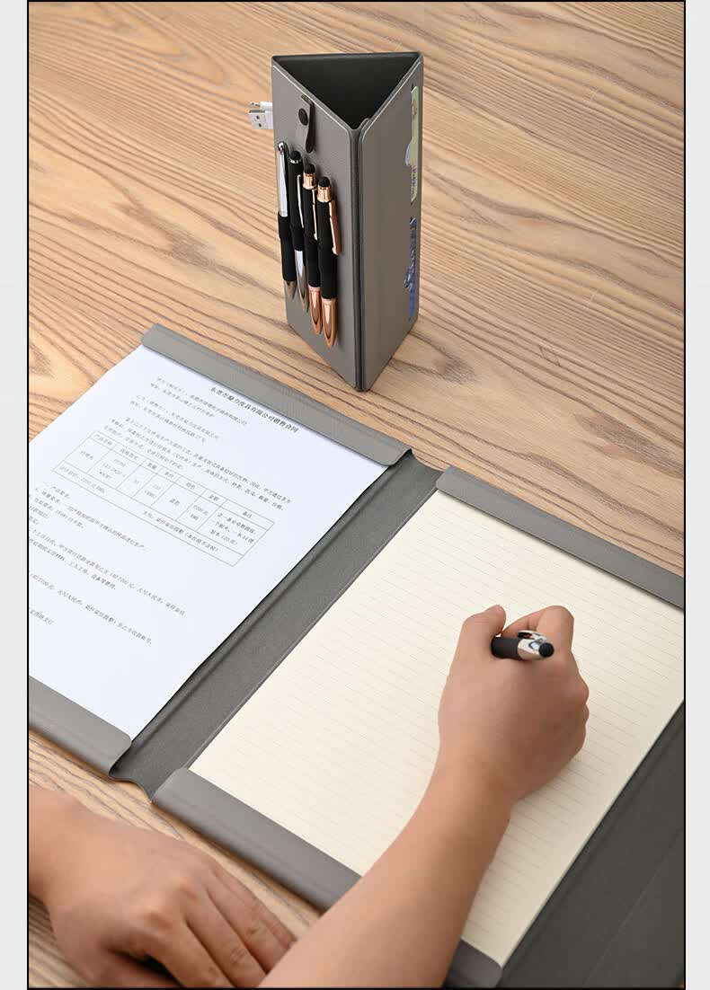 天高a4文件夹板磁吸扣固定皮资料夹高档销售签约合同夹多功能会议垫板