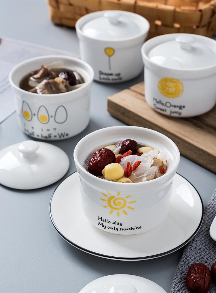 陶瓷隔水炖盅带盖子燕窝蒸蛋羹碗沙县小吃炖罐家用迷