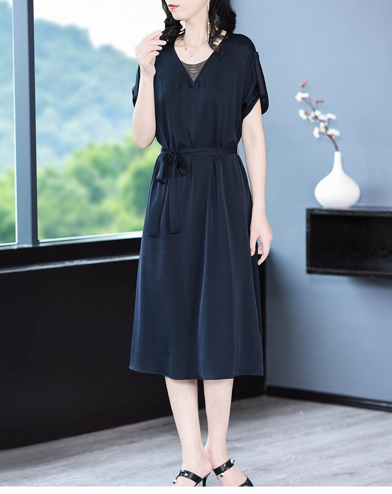 纪诗哲轻奢品牌真丝连衣裙女2020夏季新款女装裙子v领法式小众收腰