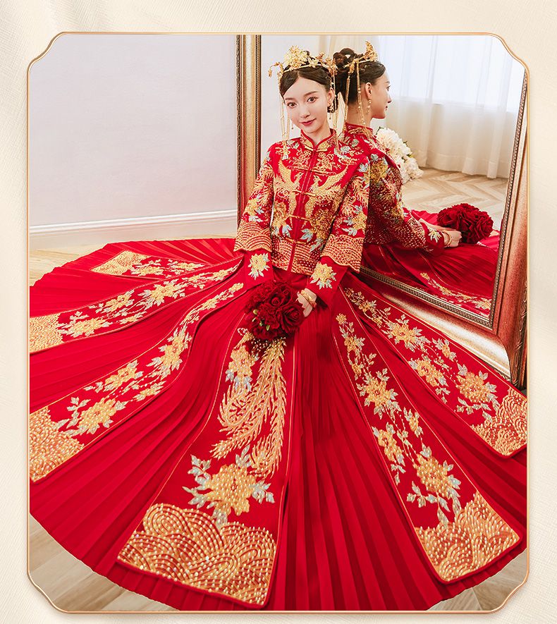 禾秀服中式婚礼新娘服装秀禾服年嫁衣冬季婚纱龙凤褂情侣孕妇大码秀