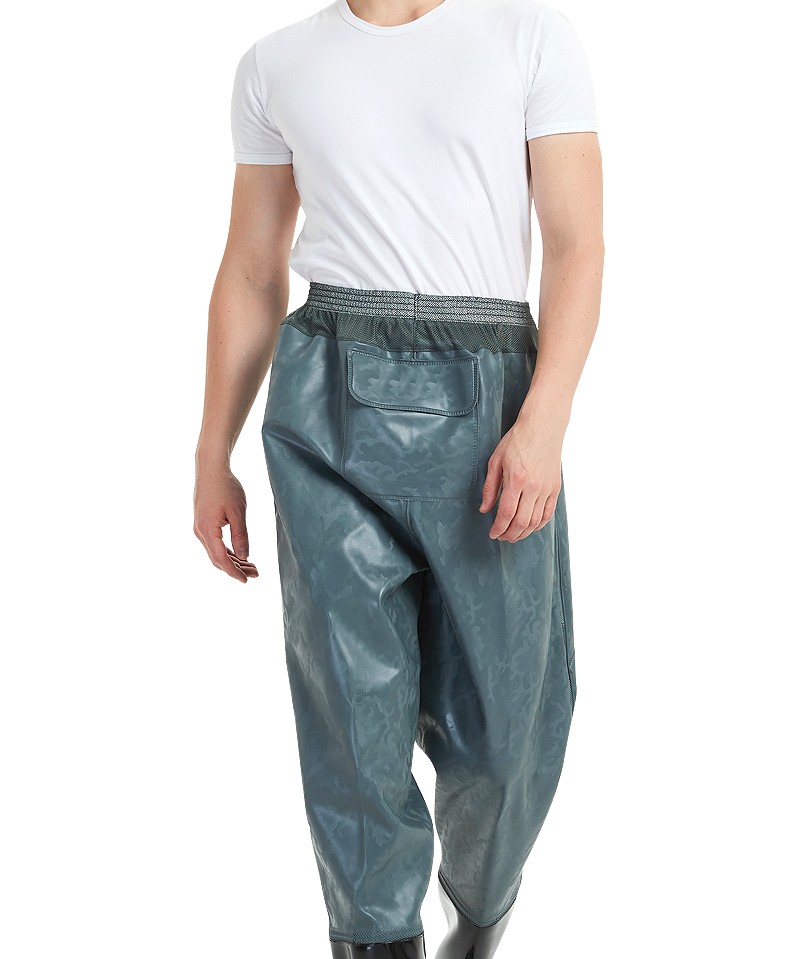 日本进口钓鱼捕鱼抓鱼橡胶牛筋齐腰鱼裤雨裤下水裤半身加厚防水耐磨连