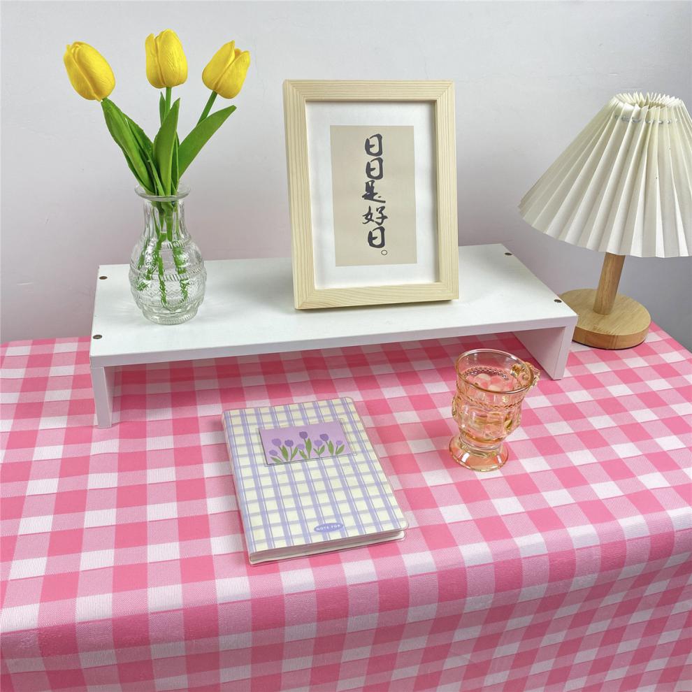 学习桌桌垫透明防水网红格子书桌布布艺少女心ins风学生卧室书桌布