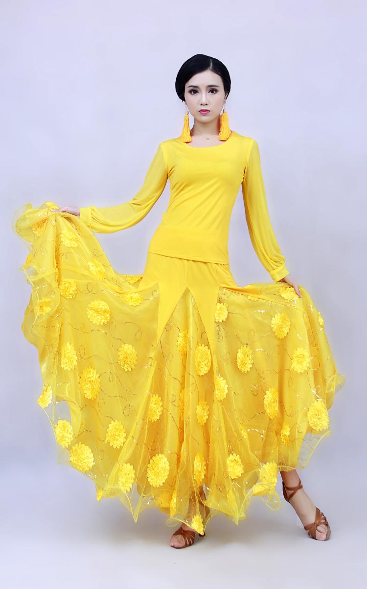 国标女成人大摆舞蹈长裙绣花 玫红色 s【图片 价格 品牌 报价】-京东