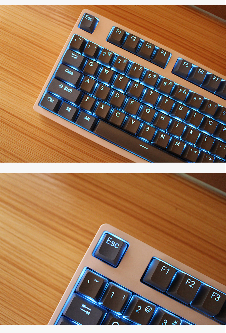 利奥博德 捕获者键帽oem高度 pbt双色透光蓝灰filco108机械 米白色