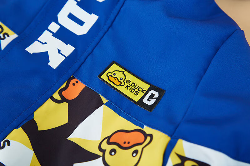 小黄鸭gduckkids男女童外套迷彩撞色中大童上衣儿童拉链衫防风1蓝色