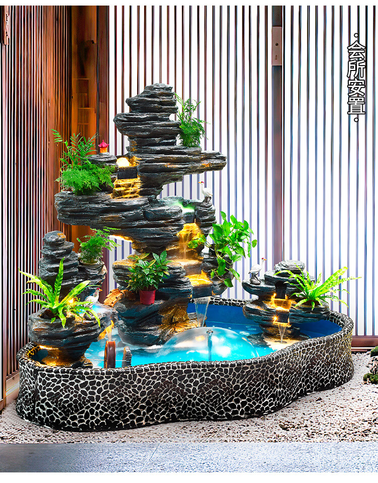 men)室外别墅花园庭院装饰鱼池落地摆件假山流水喷泉阳台鱼缸瀑布造景