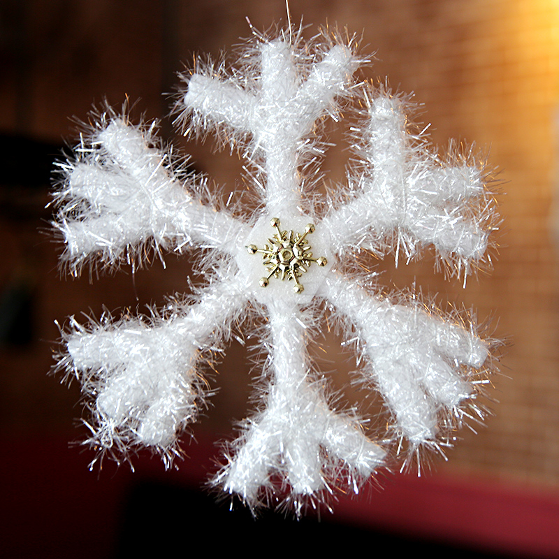 冰雪花片天花板挂饰立体白泡沫舞台表演圣诞节日 八瓣雪花40cm一个