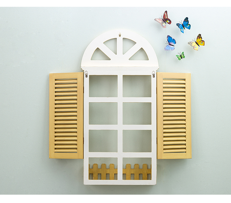 可狄 假窗户墙面装饰 欧式假窗户装饰仿真地中海风格百叶窗木质窗户
