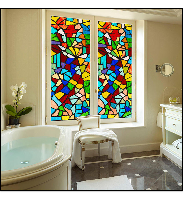 玖维娅欧式教堂玻璃纸玻璃窗花磨砂窗户贴纸卫生间透光不透明贴膜彩色