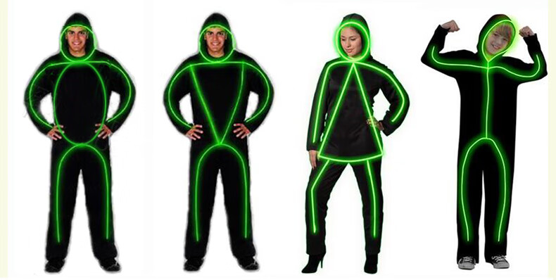 荧光棒衣服火柴人荧光舞表演服道具发光线年会节目演出电光舞服装led