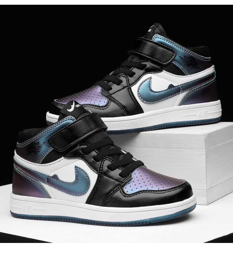 篮球鞋儿童版aj鞋变色龙鸳鸯2020秋季男童女童鞋篮球鞋 白红 26码/内