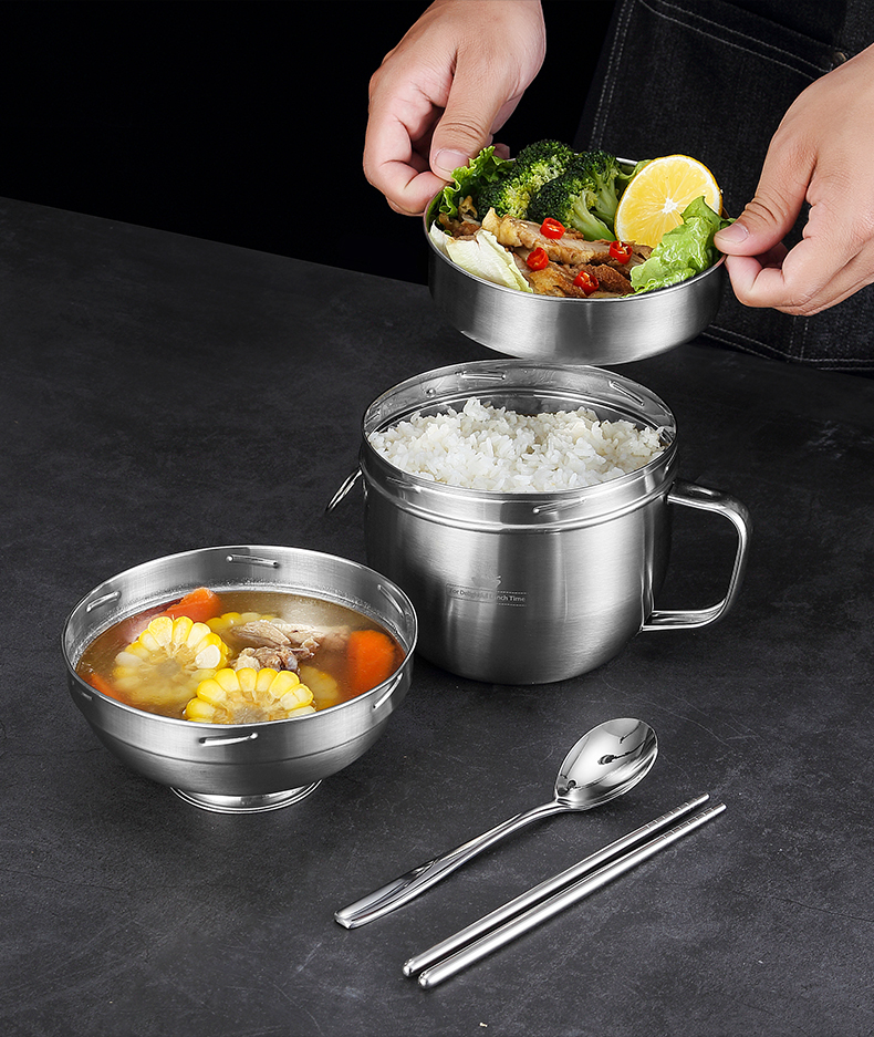 饭缸304不锈钢上班族带饭饭盒大容量男学生饭缸带盖打饭铁餐盒304钢拧