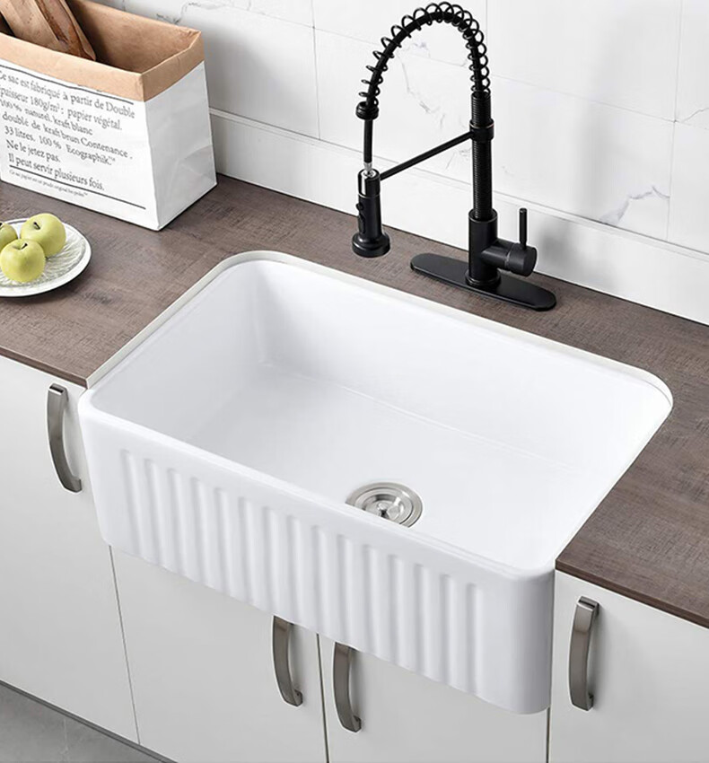 美式开放式厨房水槽单槽套餐陶瓷洗碗池洗菜盆大尺寸水盆水池 2418b