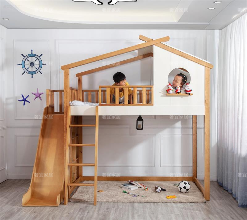 京海图(jinghaitu)*树屋全实木创意个性儿童床上下床带滑梯双层床男孩