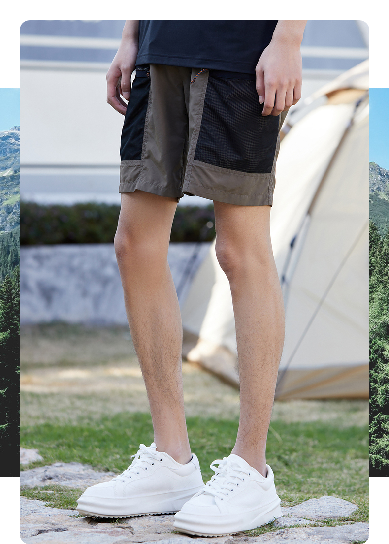 探路者休闲短裤男式22春夏新品工装运动沙滩网眼舒适旅行裤tamk81765