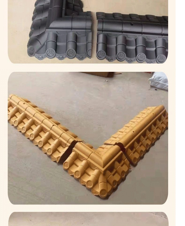 树脂瓦仿古树脂瓦塑料瓦加厚单面双面中式墙头瓦片围墙压顶墙帽鸿致