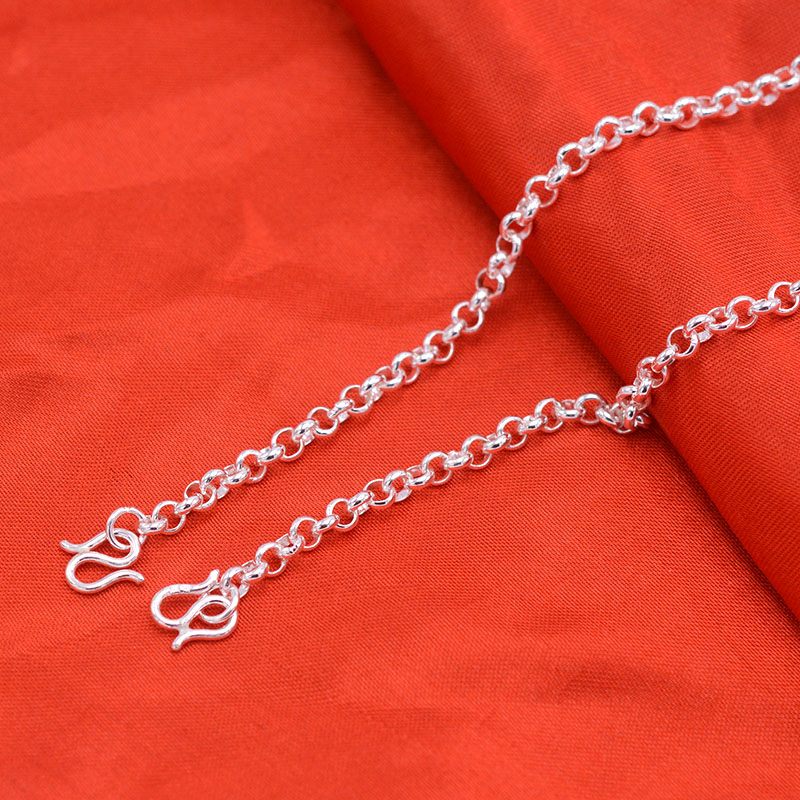 纯已久银饰990足银项链环套环项链银项链锁链毛衣链圆圈项链男女士