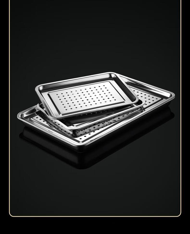 304不锈钢茶盘超厚带排水加厚托盘沥水盘杯子托盘简易茶具套装家用