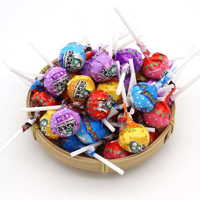 跳跳龙棒棒糖水果多口味散装500g约40支节休闲零食糖果扎婚车 跳跳龙